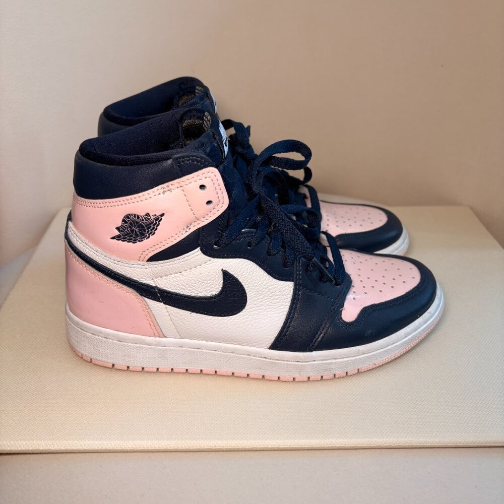 Women's Nike Air Jordan 1 Retro High OG "Atmosphere", Pink/Navy/White, Sz 38.5
